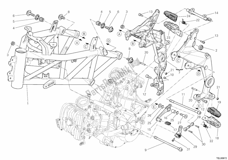 Todas as partes de Quadro, Armação do Ducati Multistrada 1200 S Touring 2012